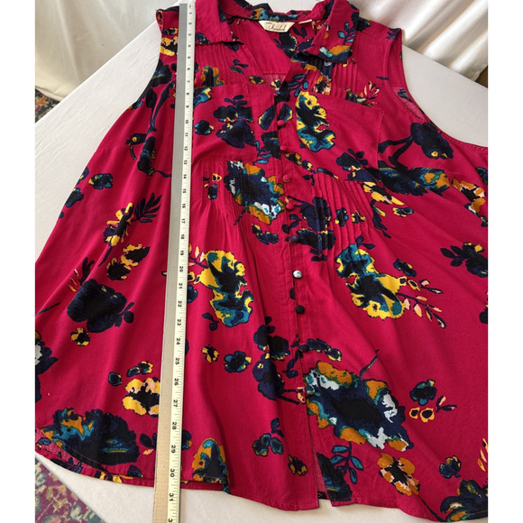 Caffe Marrakesh Womens 3X Boho Pink Floral Pintucked Sleeveless Tunic Hawaii - Picture 7 of 8